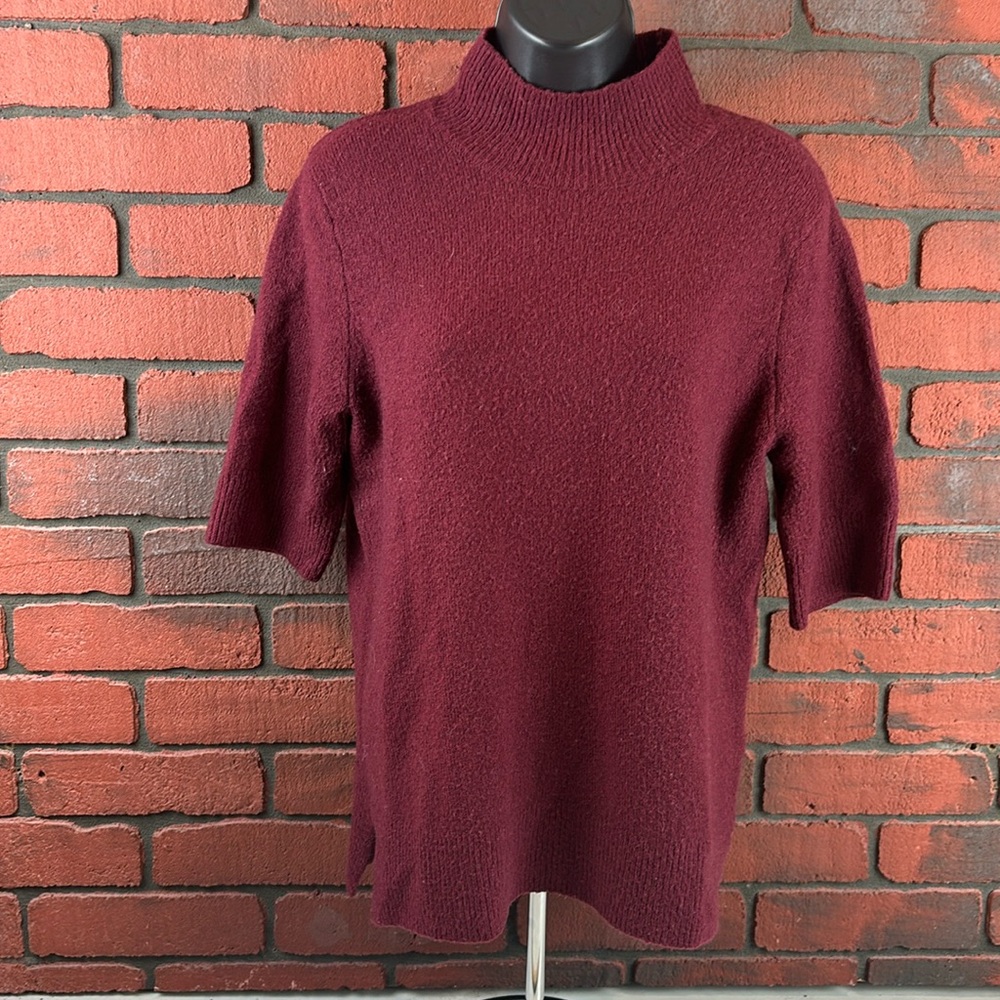 Adrienne‎ Vittadini Woman's Large Maroon Wool Blend Turtleneck Sweater – Cozy